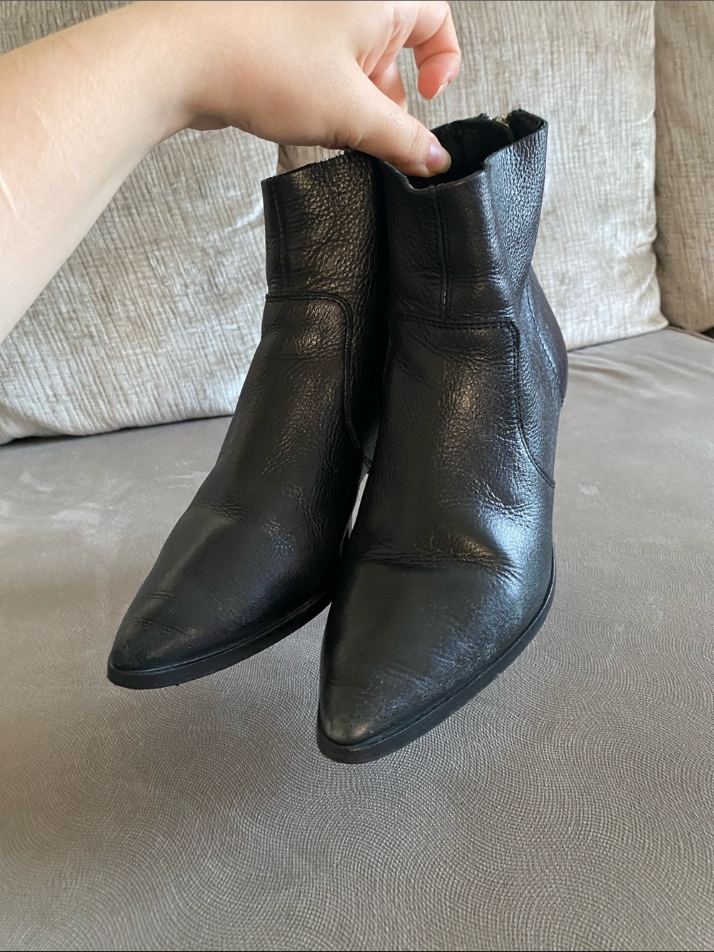 Classic Black Genuine Leather Women's Ankle Boots